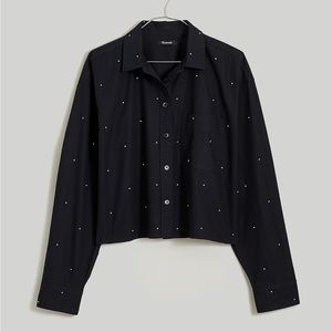 Madewell NWT Poplin Embellished Cropped Button-Up Shirt